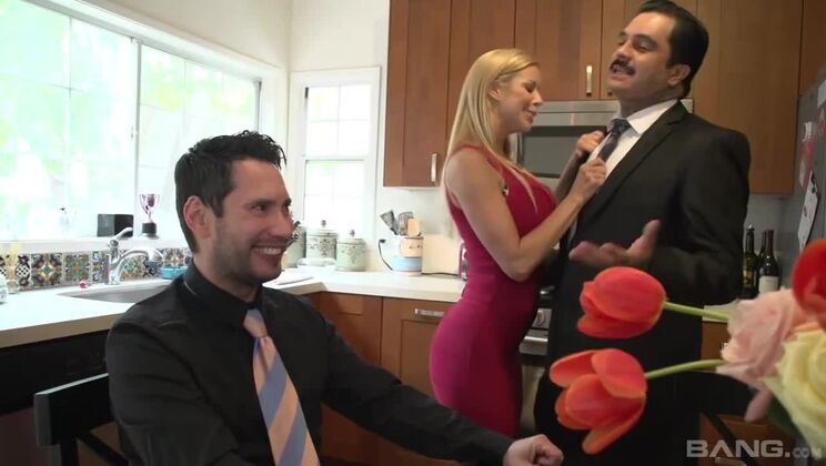 Alexis Fawx takes cum on her face while buddy watches