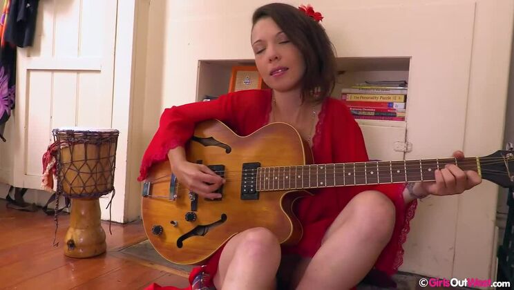 Playful Solo Ruby Rosette Teasing Herself