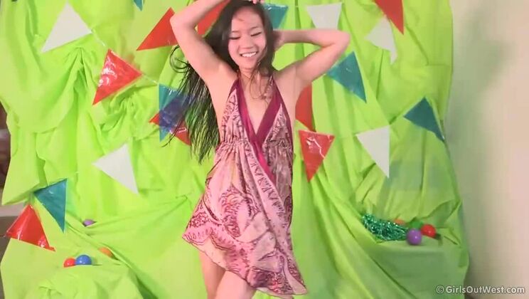June - Small Tits Brunette Gets Groovy