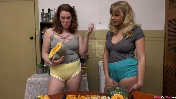 Blonde And Brunette Lesbians Share pt1