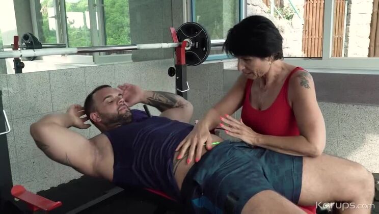 [KarupsOlderWomen] - Gym Cock For Granny Petra T - Handjob Fun - Petra T