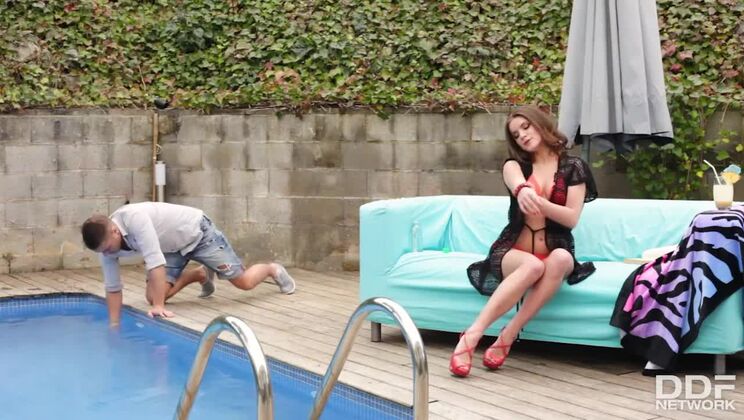 European Escort Evelina Darling Lures Pool Boy