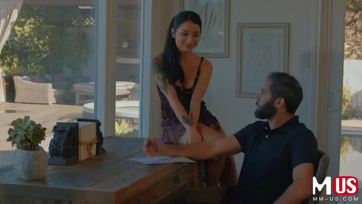 Brunette Asian Avery Black with Tattoos