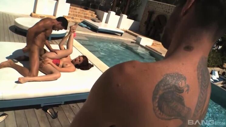 Interracial Threesome with Mira Sunset and Cumshot