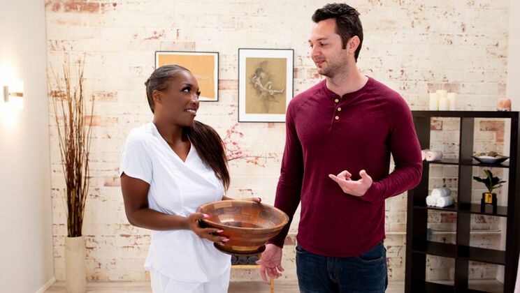 Ebony Babe with Big Natural Tits Fucks Hard