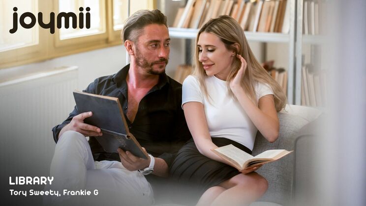 [Joymii] - Library threesome: Tory Sweety sucks and rides big cock - Frankie G - Tory Sweety