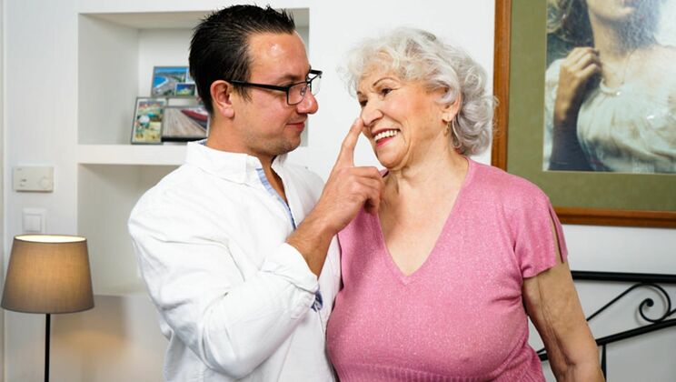 [LustyGrandmas] - Norma B Gives Rob a Slobbery Blowjob - Rob - Norma B