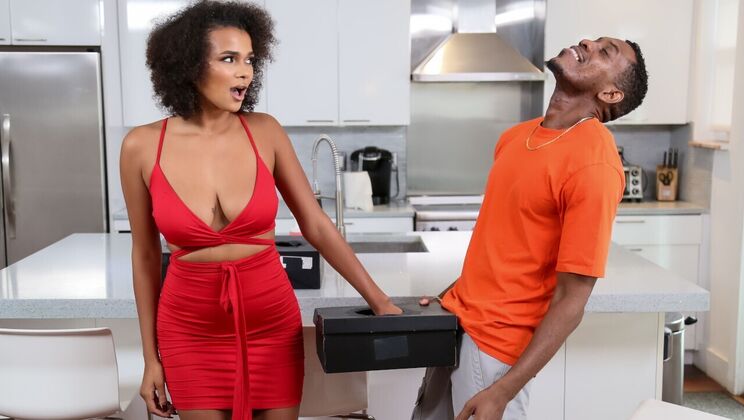 Black Big Cock and Natural Tits Blowjob