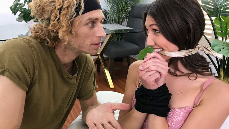 Anal Play with Tied Up Brunette