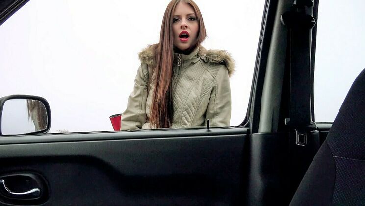 [StrandedTeens] - European Hitchhiker Sucks Big Cock in Auto - Rebecca Volpetti - Frank Gun