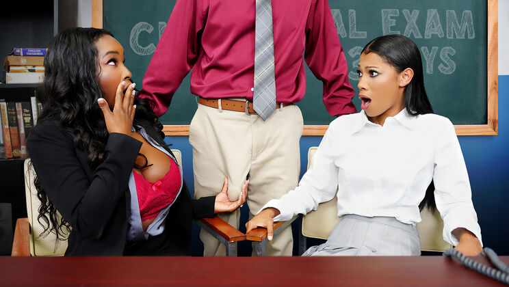 [PervPrincipal] - Eden West and Naomi Foxxx in Cumshot Frenzy - Naomi Foxxx - Eden West - Peter Fitzwell