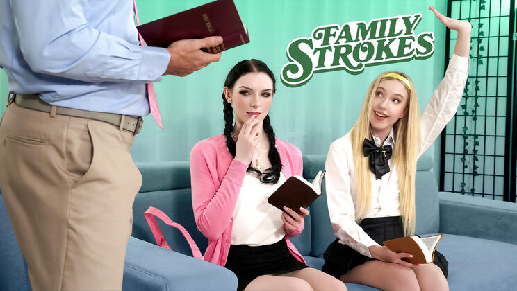 [FamilyStrokes] - Taboo Threesome During Bible Class - Will Pounder - Kallie Taylor - Celestina Blooms