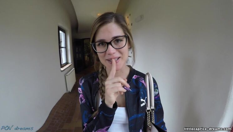 Little Caprice Sucks Marcello's Cock in Public