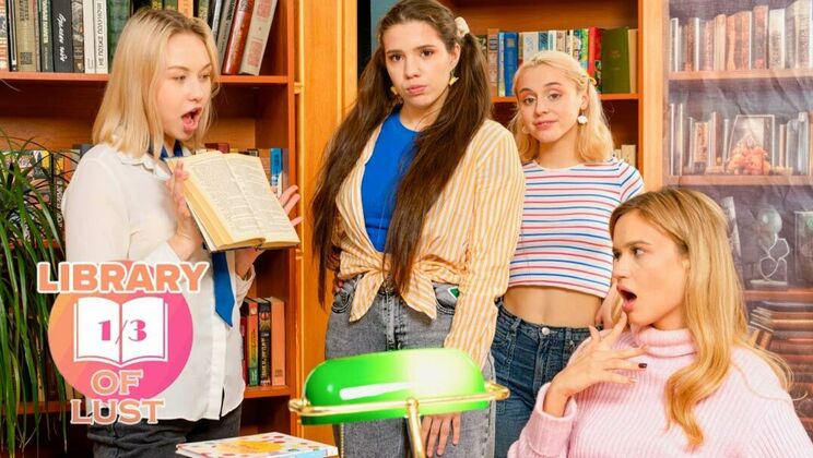 [ClubSweethearts] - Big Tits & Trimmed Pussies - Library of Lust Part 1 - Sara Bork - Novella Night - Nice Viki - Molly Cute