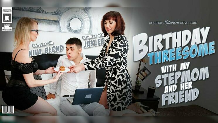 [Mature.nl] - Stepson enjoys double BJ from stepmom Jaylee and blonde Laura