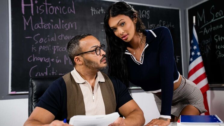 [TransSensual] - Brunette Gets Her Big Tits Worshipped Before Rough Side Fuck - Dillon Diaz - Victoria Grant