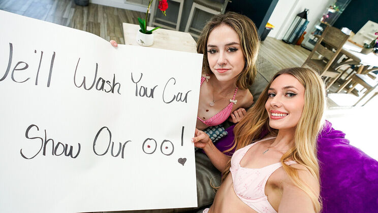 Jodie And Emily Jade Give A Bikini Carwash - Then Take Big Cock